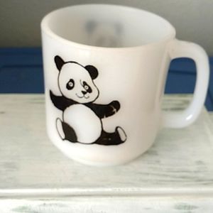 Vintage Glasbake Panda milkglass mug